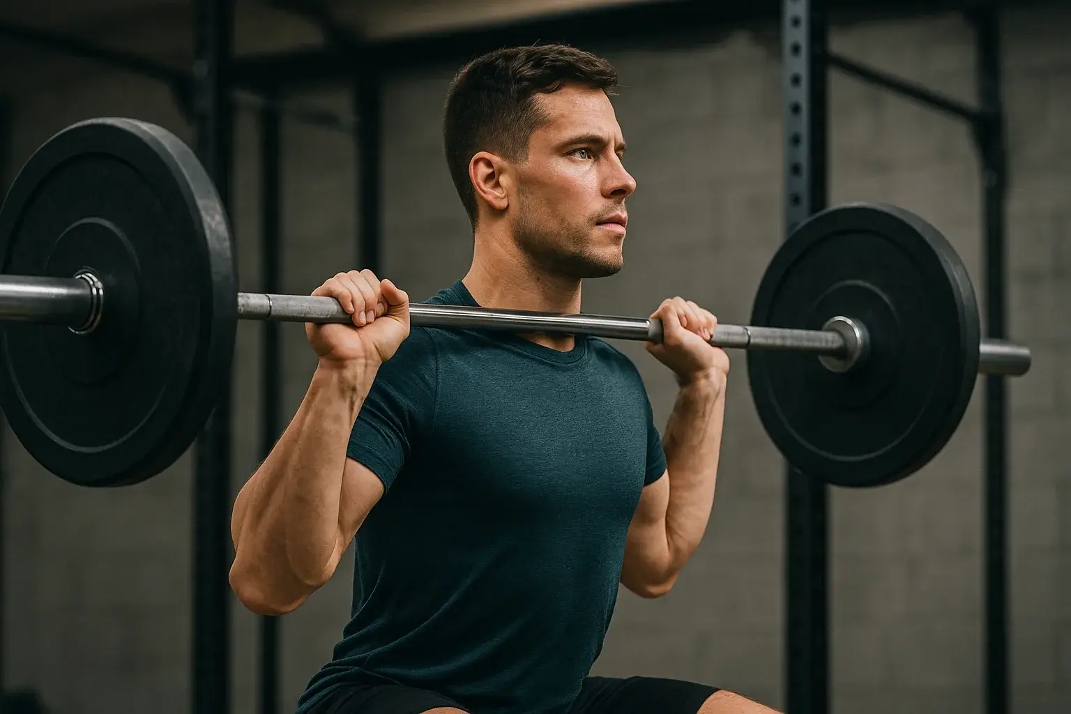 training person with the bar